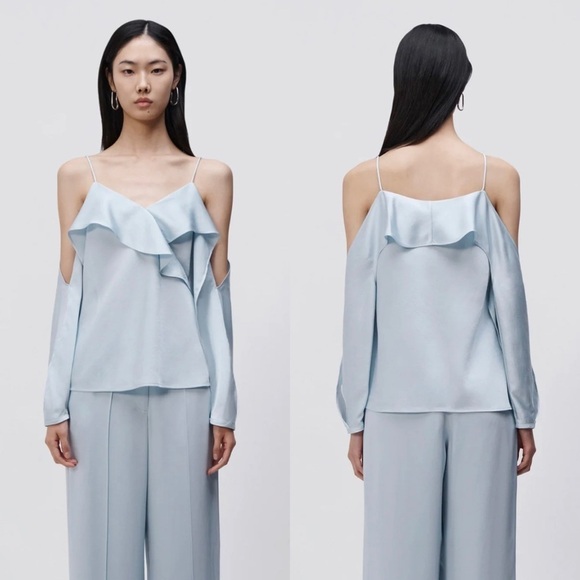 JONATHAN SIMKHAI DIANE SATIN OFF SHOULDER TOP - Picture 1 of 8